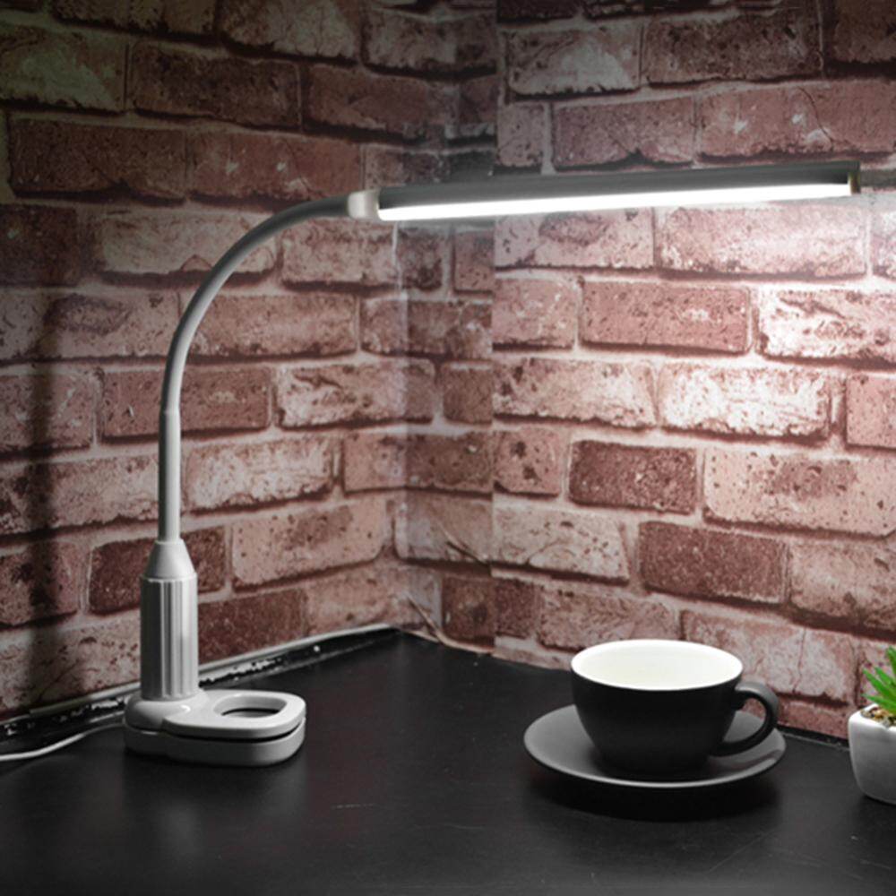 5W 24 LEDs Eye Protection Clamp Clip Light Table Lamp Stepless Dimmable Bendable USB Powered Touch Sensor Control Brightness Adjustable Flexible Lamp Desk Reading Working Studying