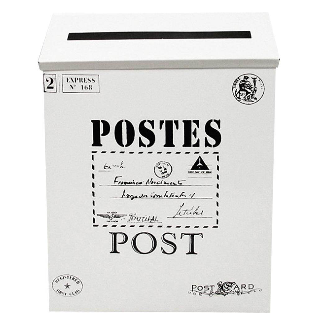 Baoblaze Mailbox Retro Vintage European Outdoor Wall Mounted Mail Box Post Box Secure Letterbox Outside Mailboxes