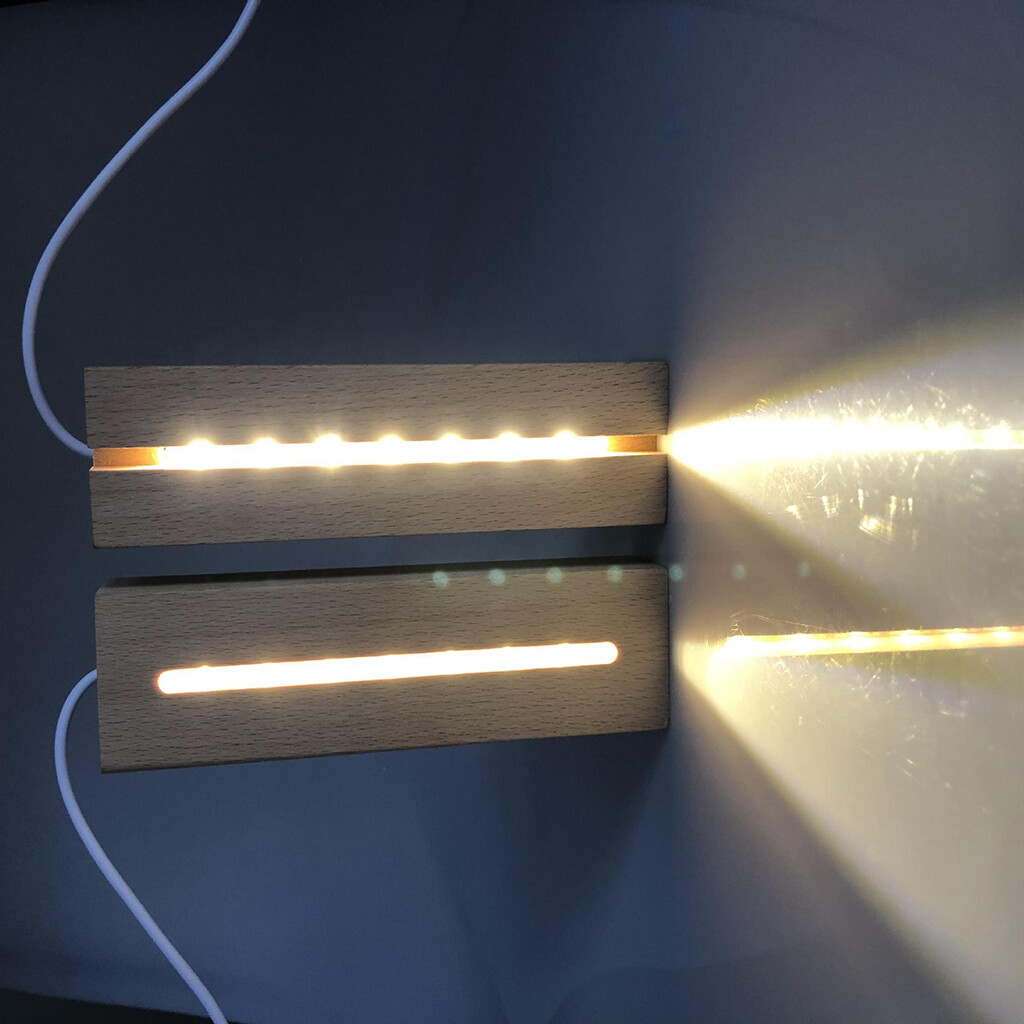 Serbery LED Display Lights Wooden Lighted Base Stand for Crystal