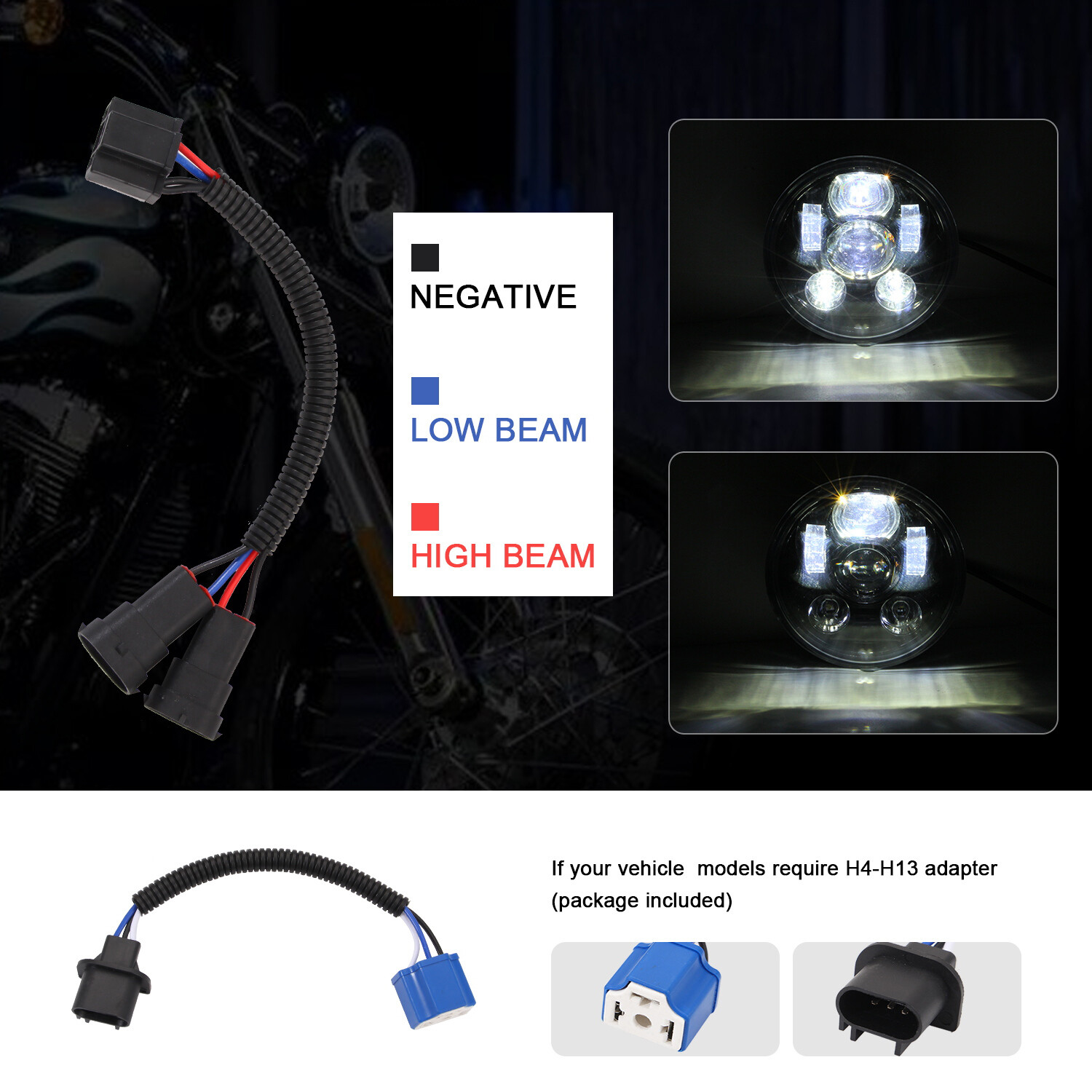 5.75 inch LED Headlight Motorcycle Projector Headlamp Super Wide Angle Driving Light