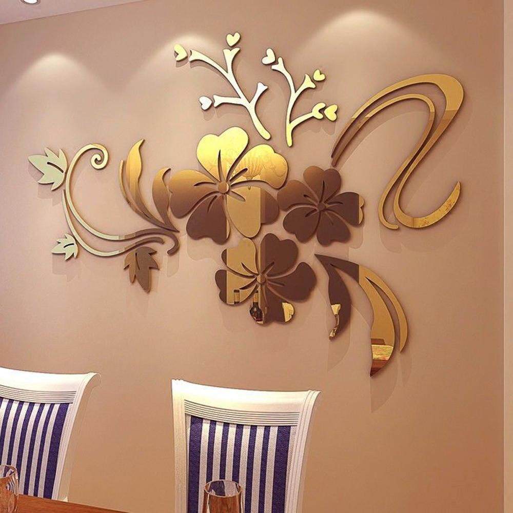 Senteniced 3D Gương Hoa Nghệ Thuật Có Thể Tháo Rời Decal Dán Tường Acrylic Bức Tranh Tường Decal Nhà Trang Trí Phòng