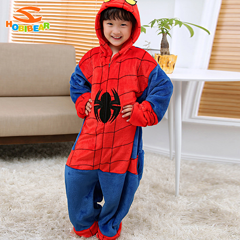 HOBIBEAR Boy pajamas Cartoon one-piece pajamas Baby flannel pajamas Warm hooded pajamas cute extra thick pajamas set