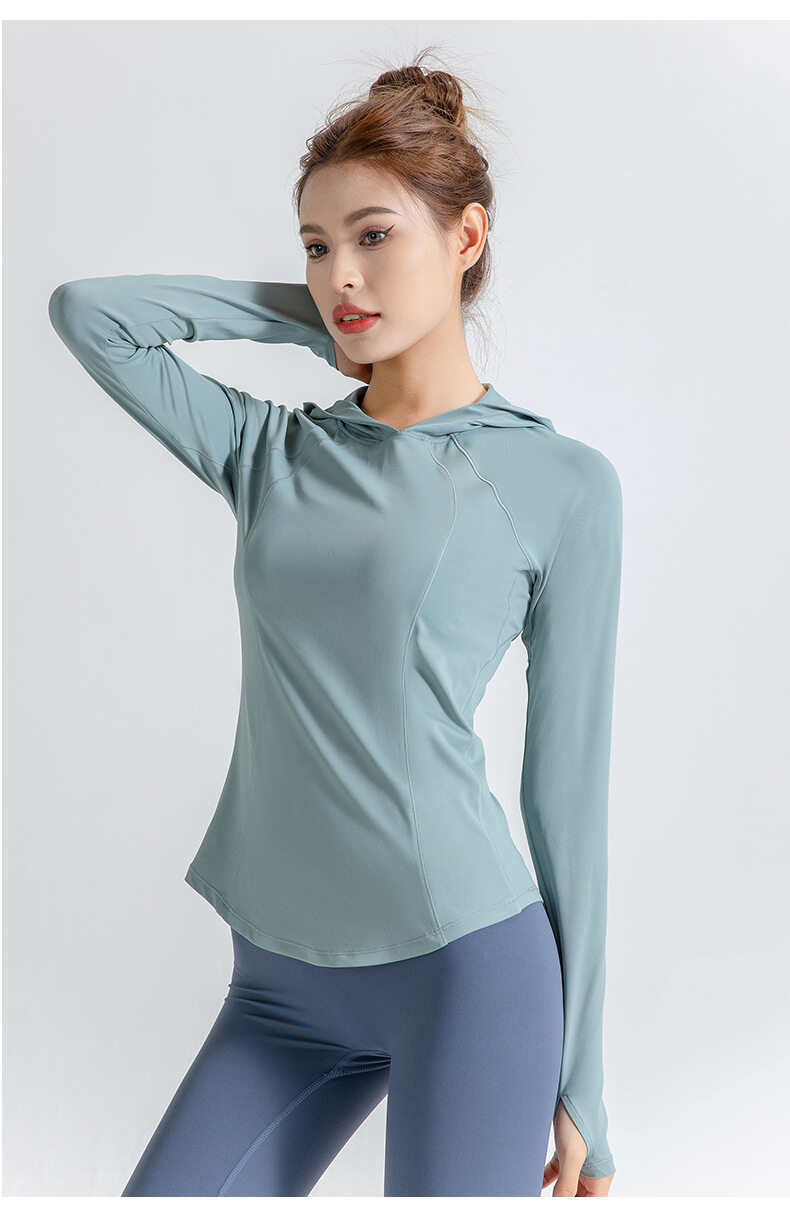 SUPERFLOWER Women's Large Size New Product Hooded Outdoor Leisure Long Sleeve Fiess Sports Top Running Quick Dry Shirt_voghion.com