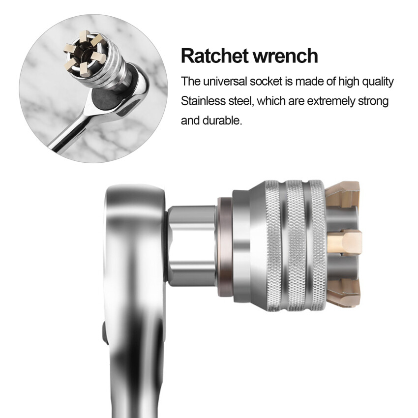 3/8 Inch Socket Ratchet Wrench &Amp; Universal Socket Tool Set, Super Socket Adapter , Drive Ratchet Handle, Universal Socket For DIY Handyman,Husband,Boyfriend,Dad