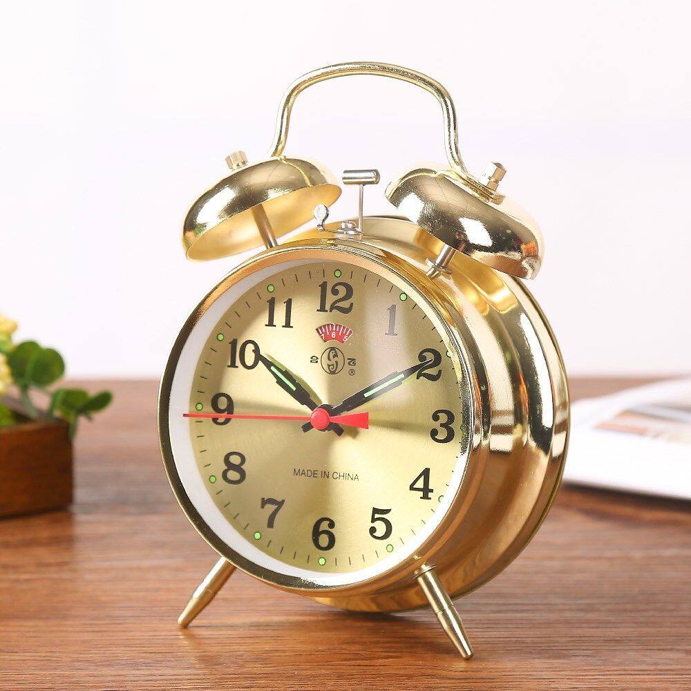 Đồng Hồ Báo Thức Đồng Hồ Cổ Điển Lên Dây Cót Cơ Khí Nhạc Chuông Ngoại Cỡ Đồng Hồ Đầu Giường Học Sinh Đồng Hồ Chuông Kim Loại