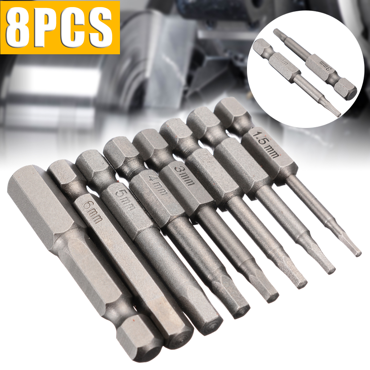 Unvug 8Pcs 50Mm H1.5-H8 14 Hex Shank ไขควง Bits ไดรเวอร์สกรู - UnVug ...