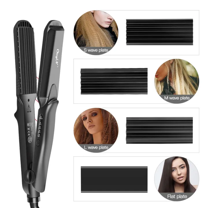 Ckeyin 4 In 1 Interchangeable Plates Hair Straightener Corn Hot