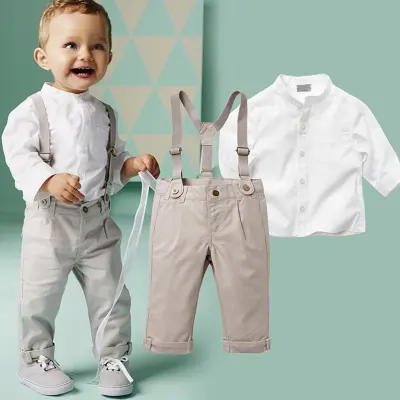 Zhihuida Autumn 1-6 Years Boys Clothing Sets Cotton Kids Boy Clothes Set Long Sleeve Tops + Long Suspender Trousers boys clothing