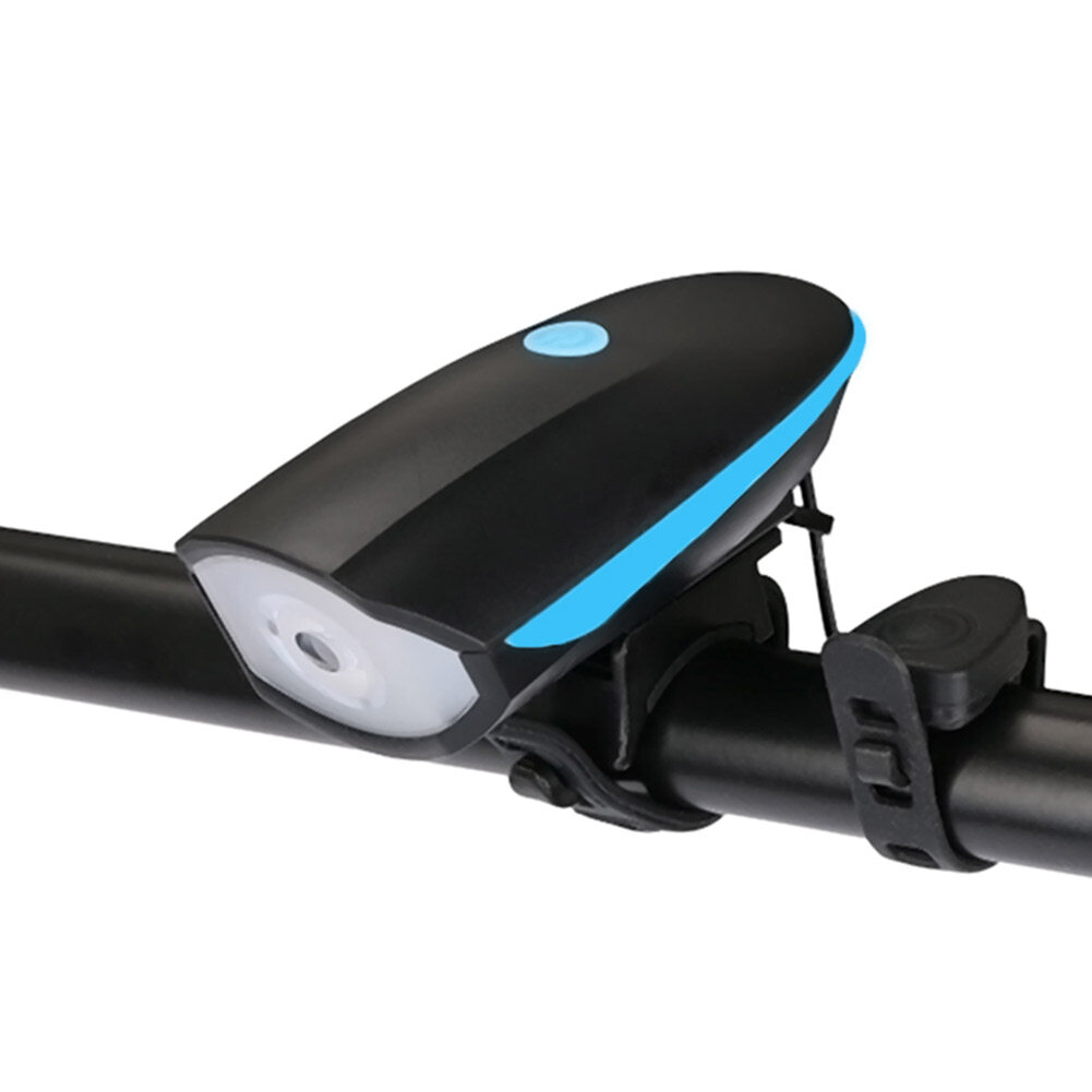 MTB Bicycle Headlight USB Rechargeable Bike Front Flashlight with Horn larm Bell