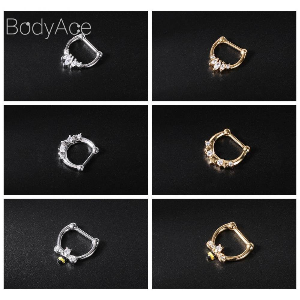 Bodyace 1 chiếc Khuyên tai xoắn ốc hình con ong hình con ong đoạn có khớp nối vòng kín bấm xỏ mũi bằng đồng 10mm