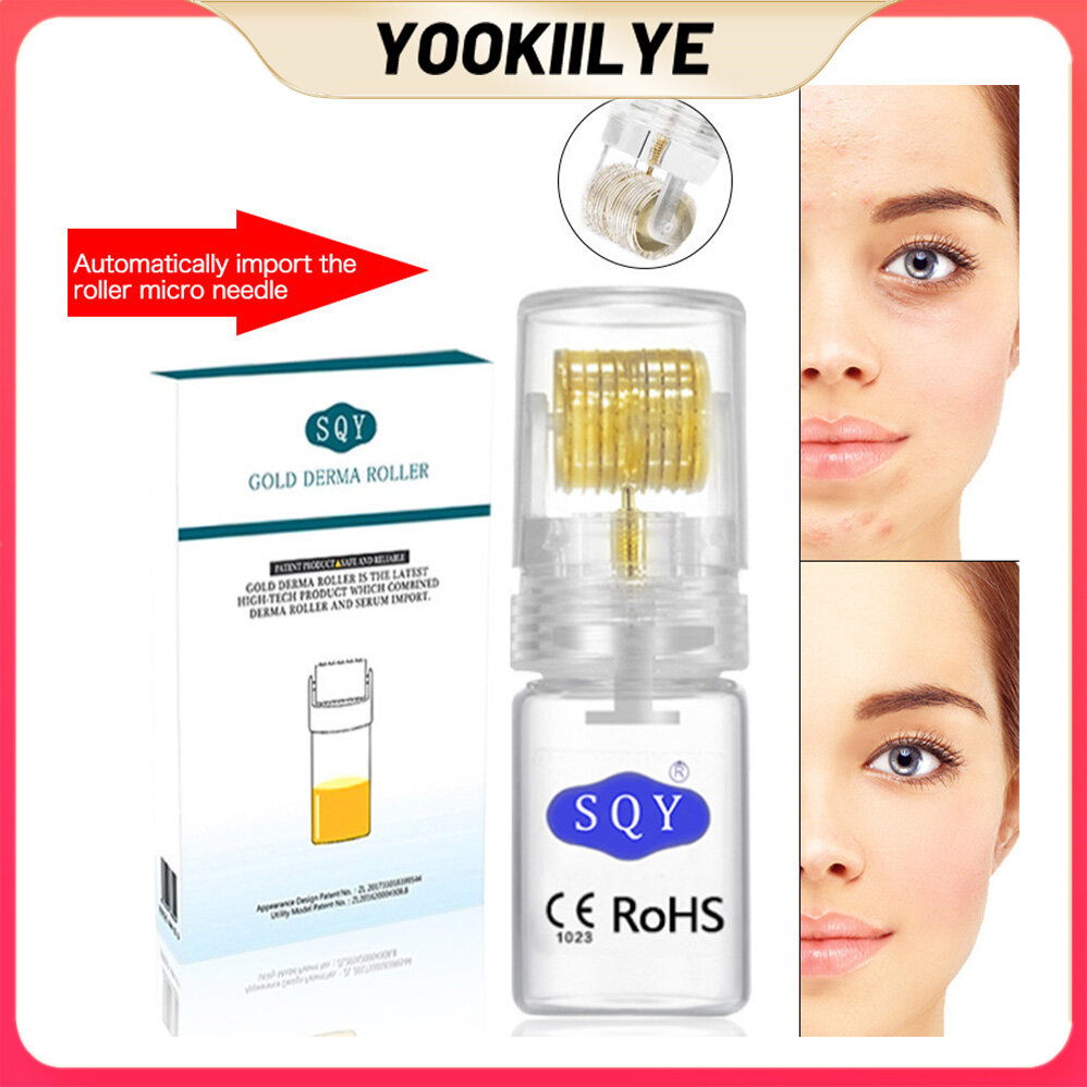 YOOKIILYE Derma Roller with Bottle 192pin Needle Auto Hydra Microneedle Tips Titanium Micro Needle Dermaroller 0.25mm Anti Acne Injection