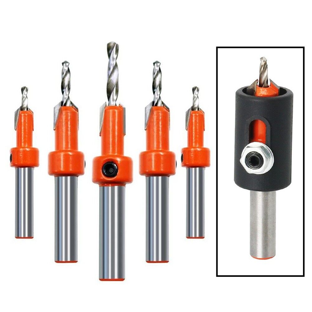 Woodworking Countersink Drill Bit Set with Step Design and Adjustable Stopper
