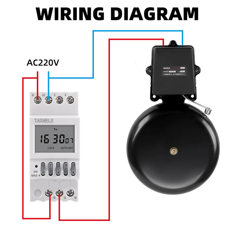 Din Rail Timer Inligent Microcomputer Auto Bell Ring Timer Controller Time Switch School Bell 220V NKG-4 40 groups/day