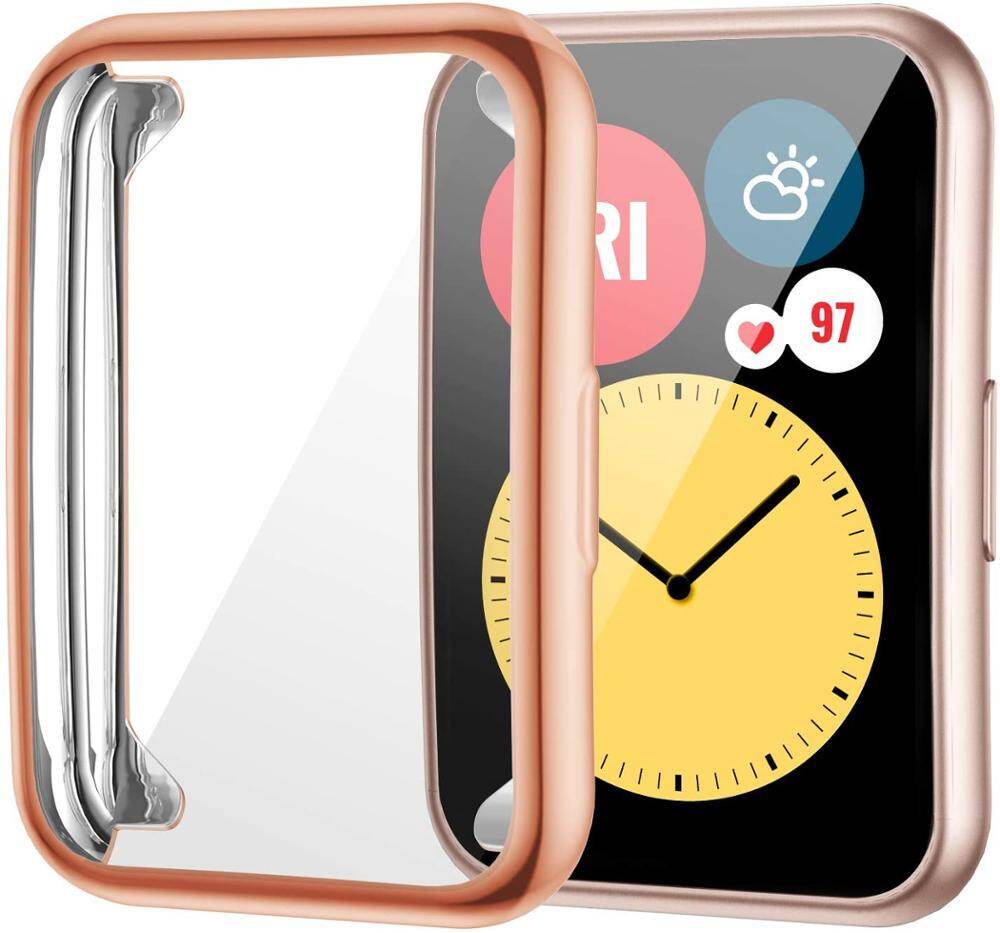 TPU Soft Full Screen Protector Case Shell Edge Frame For Huawei Watch Fit New Thin Anti-fall Plated Bumper Shell for Huawei Watch Fit