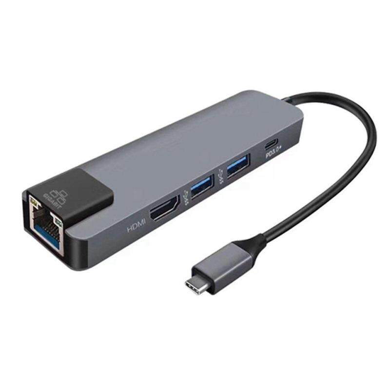 Best Sellers 5 in 1 Multifunctional USB Type C Hub Hdmi USB C Hub to Gigabit Rj45 Adapter