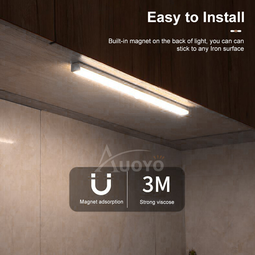 Auoyo Magnet LED Light Desk Lights Wireless Wall Lights Wardrobe Night Light Motion Sensor USB Lamp Bar Lighting for Dormitory Kitchen Bathroom Bedroom Stairs Cabinet Cupboard Strip Lights Handheld Flashlight 2 Modes White Warm Light
