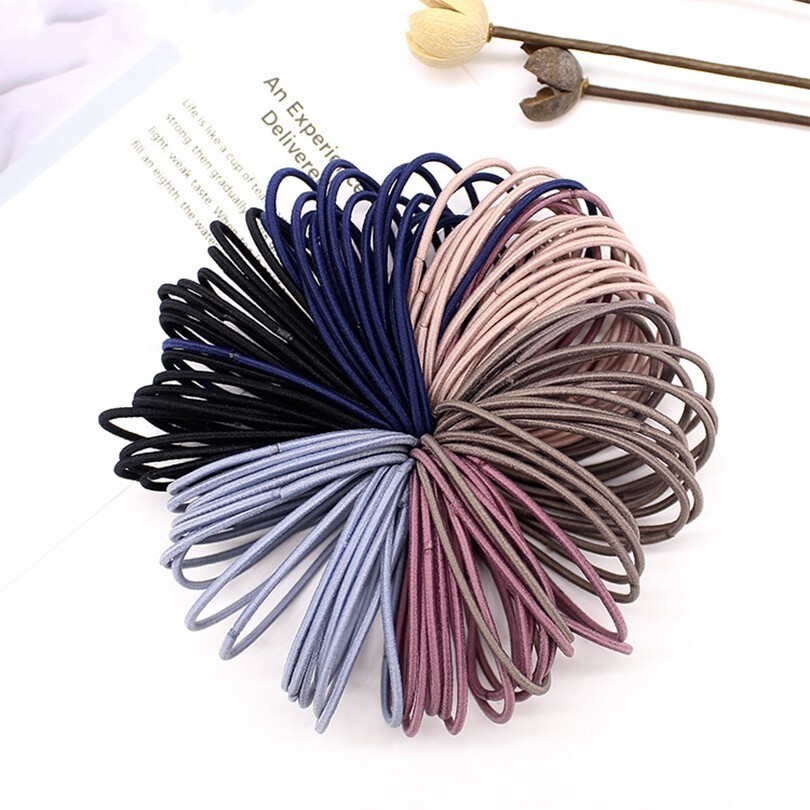 50Pcs / Set Ladies Color Fashion Hair Tie Rubber Band Hair Tie Elastic Tight Hair Tie Girl Headband Decoration Hair Accessories