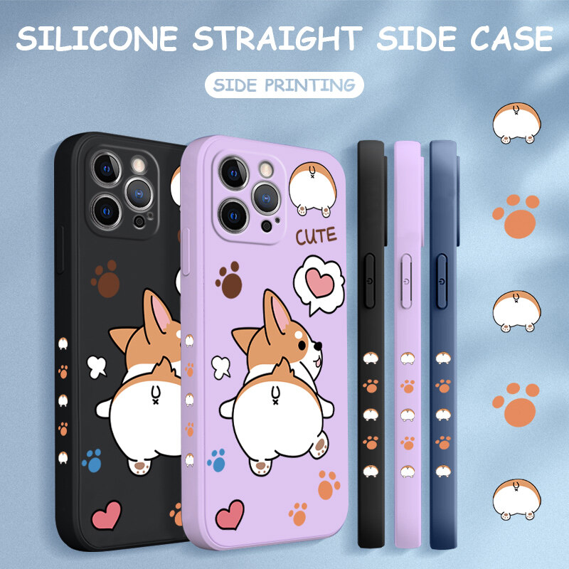 UCUC Phone Case For Samsung Galaxy Note 10 Lite Note 10 Plus+Note10 Case For Boys Design Phone Case Cartoon Corgi Dog Square Edge Pattern Liquid Silicone Casing Full Cover Camera Case