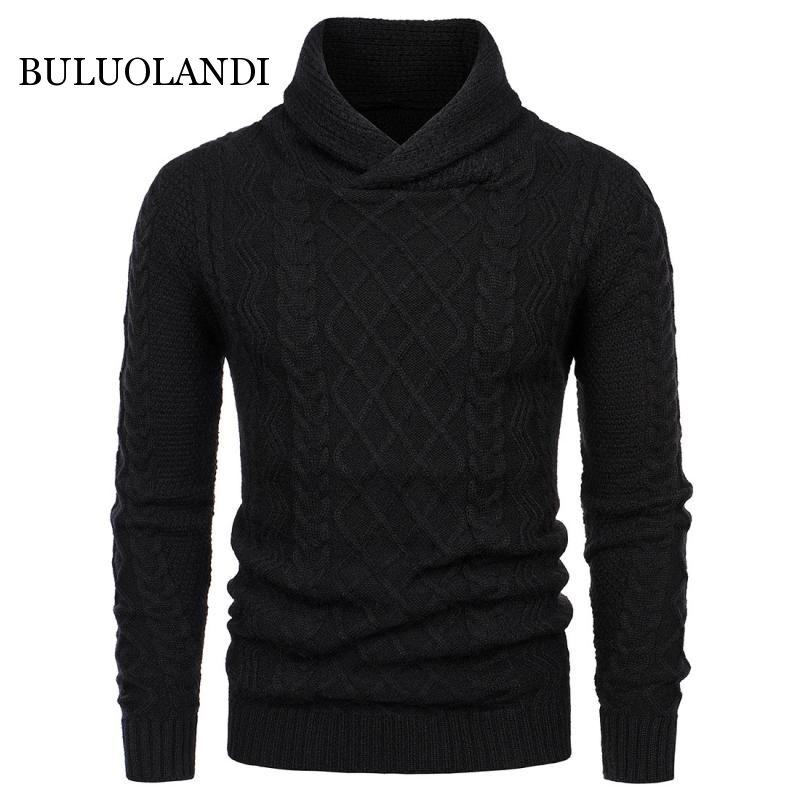 BULUOLANDI Men's High Neck Sweater Solid Color Pullover Sweater Youth Rib Closure Fitting Sweater