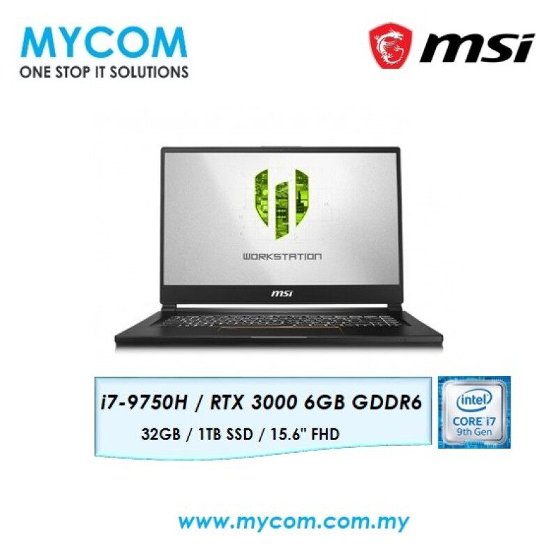 MSI WS65 9TK-1097MY 15.6 Workstation Laptop/ Notebook (i7-9750H, 32GB, 1TB, NV RTX3000, W10P) Malaysia
