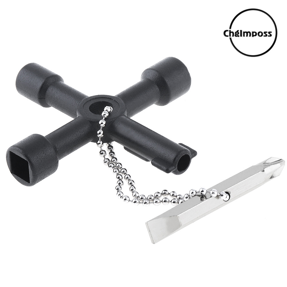 ChgImposs Multi-function 4 In 1 Key Wrench Cross Triangle Plumber for Cabinet Train Elevator