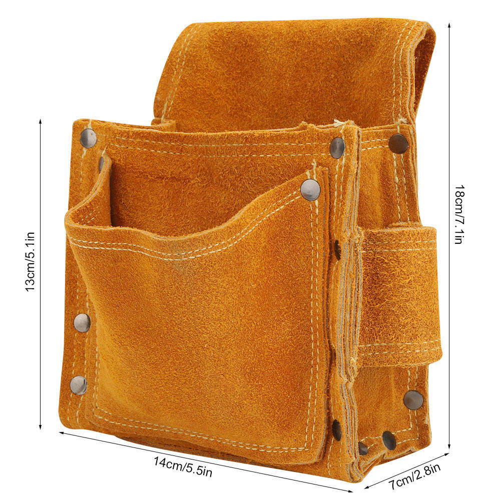 Tool Waist Storage Bag Work Apron Durable Cowhide Construction Portable Multifunctional Hardware Tool Storage Ginger Color