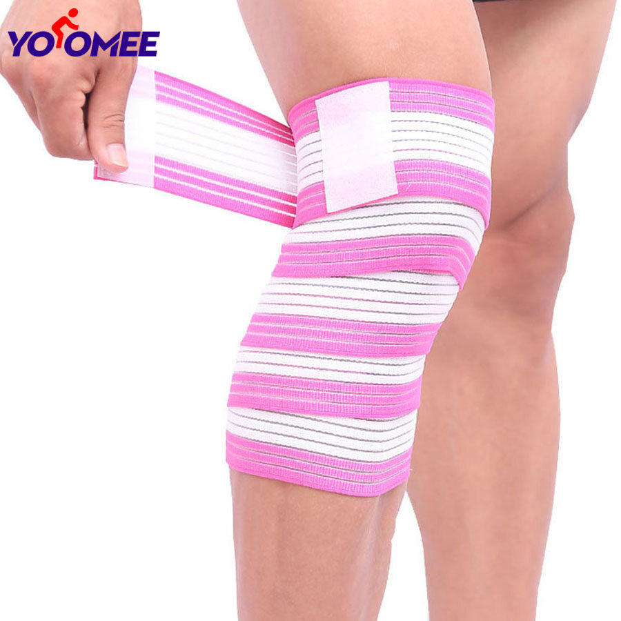 Yoomee 2 Pcs Elastic Bandage Tape Sport Knee Support Straps Shin Guard Compression Protector For Ankle Leg Wrist Wrap Wrap Bandage Kneepad Leggings High Stretch 120cm Strap