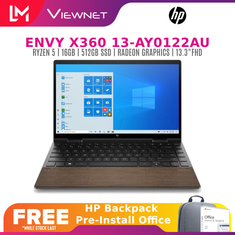 HP ENVY X360 13-AY0122AU (RYZEN5-4500U, 16GB, 512GB SSD, 13.3FHD TOUCH SCREEN, FINGER PRINT, WOOD EDITION-W10 OPI Malaysia