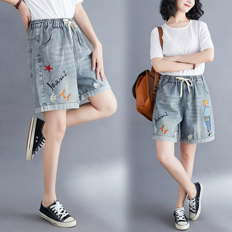 ladies denim shorts with elastic waist