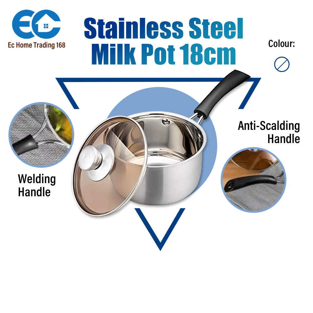 Stainless Steel Pot 18cm Pot Saucepan Milk Pot Stainless Steel Instant