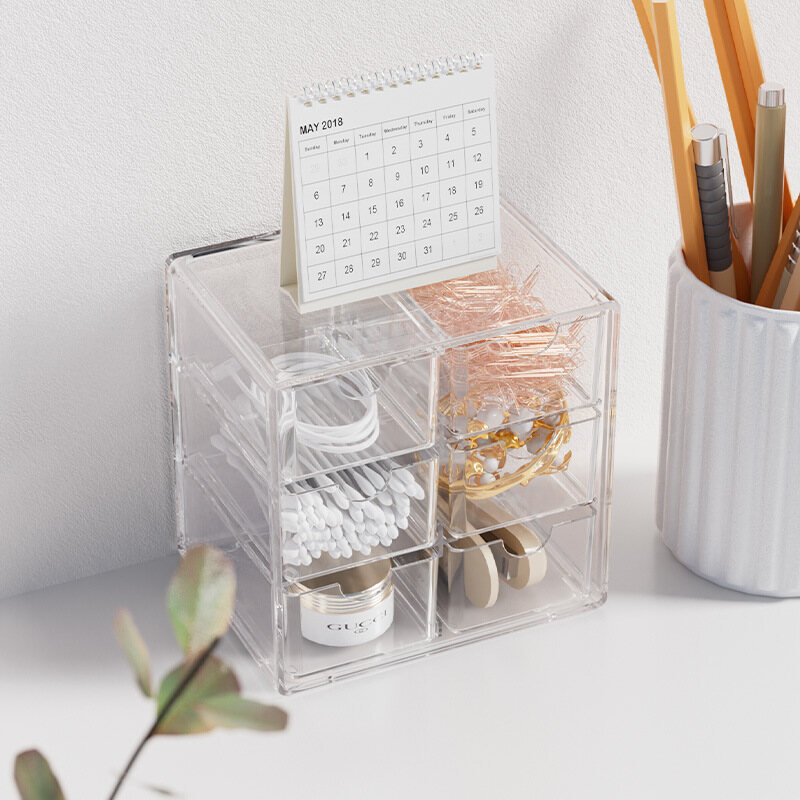 Desktop cabinet storage box transparent drawer-type separated pen container student office desk stationery storage box rack