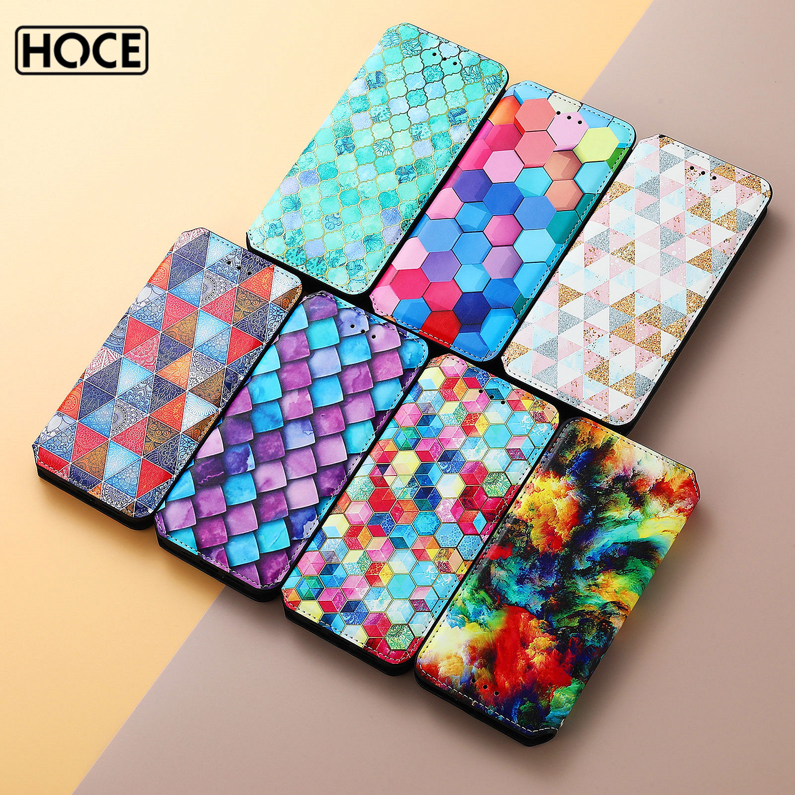 HOCE Colorful Double Suction Leather Case For iPhone 11 12 13 14 Pro Max 12 13 Mini 6 6S 7 8 Plus Magnetic Painting Leather Case Flip Wallet Stand Phone Holder Cover For iPhone X XR XS MAX
