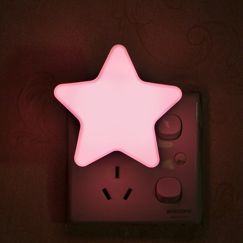 LED wall lamp/ Night Lights, White/ Yellow/ Red/ Blue shell, White lamps, Cute Pentagram Intelligent Light Sensor Control, For Children's room, corridor, bedroom, living room night lighting, US Plug, Use Home power 110 ~ 240 V