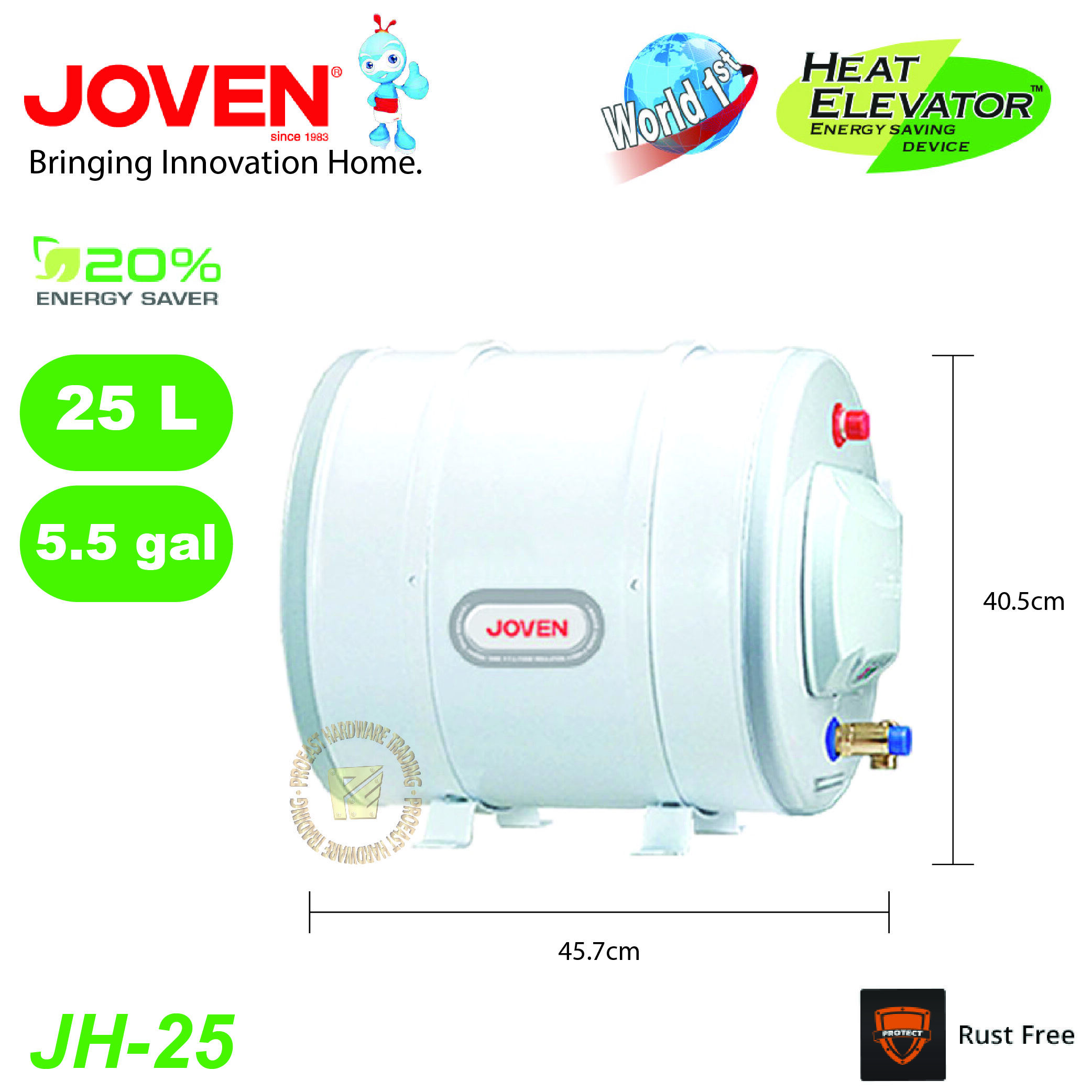Joven [ JH-25 ] 25L (5.5gal) Isolation Barrier Instant Water Heater  (Horizontal)/Water Heater Tank/Storage Water Heater | Lazada