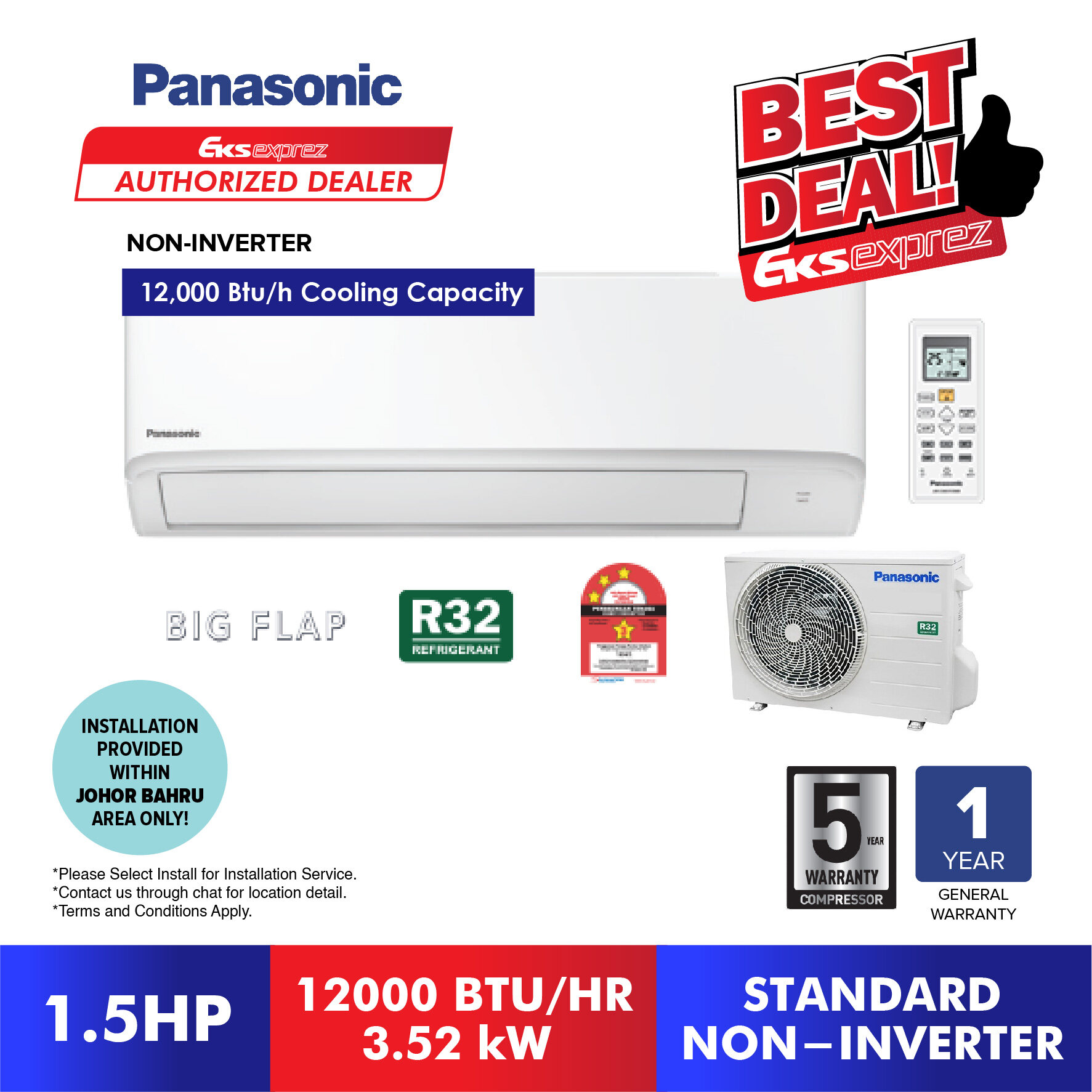 panasonic 2hp air conditioner non inverter