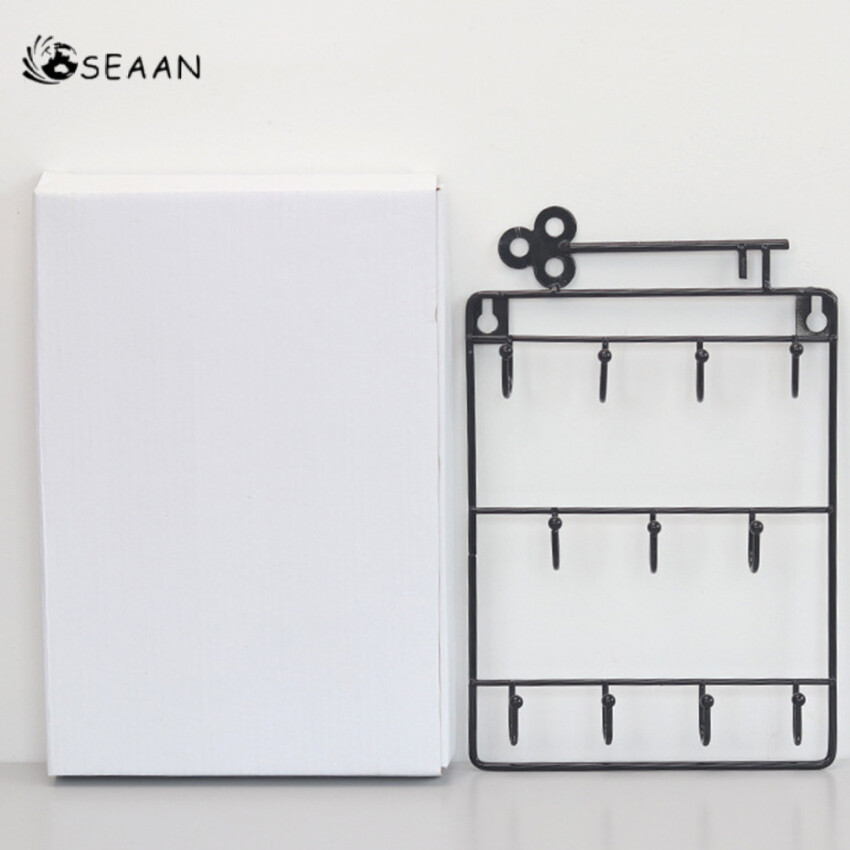 Modern Style Iron Wall Mounted 11 Hangers Hooks Key Holder Coat Hat Storage Rack Practical Cloth / Keys Hooks