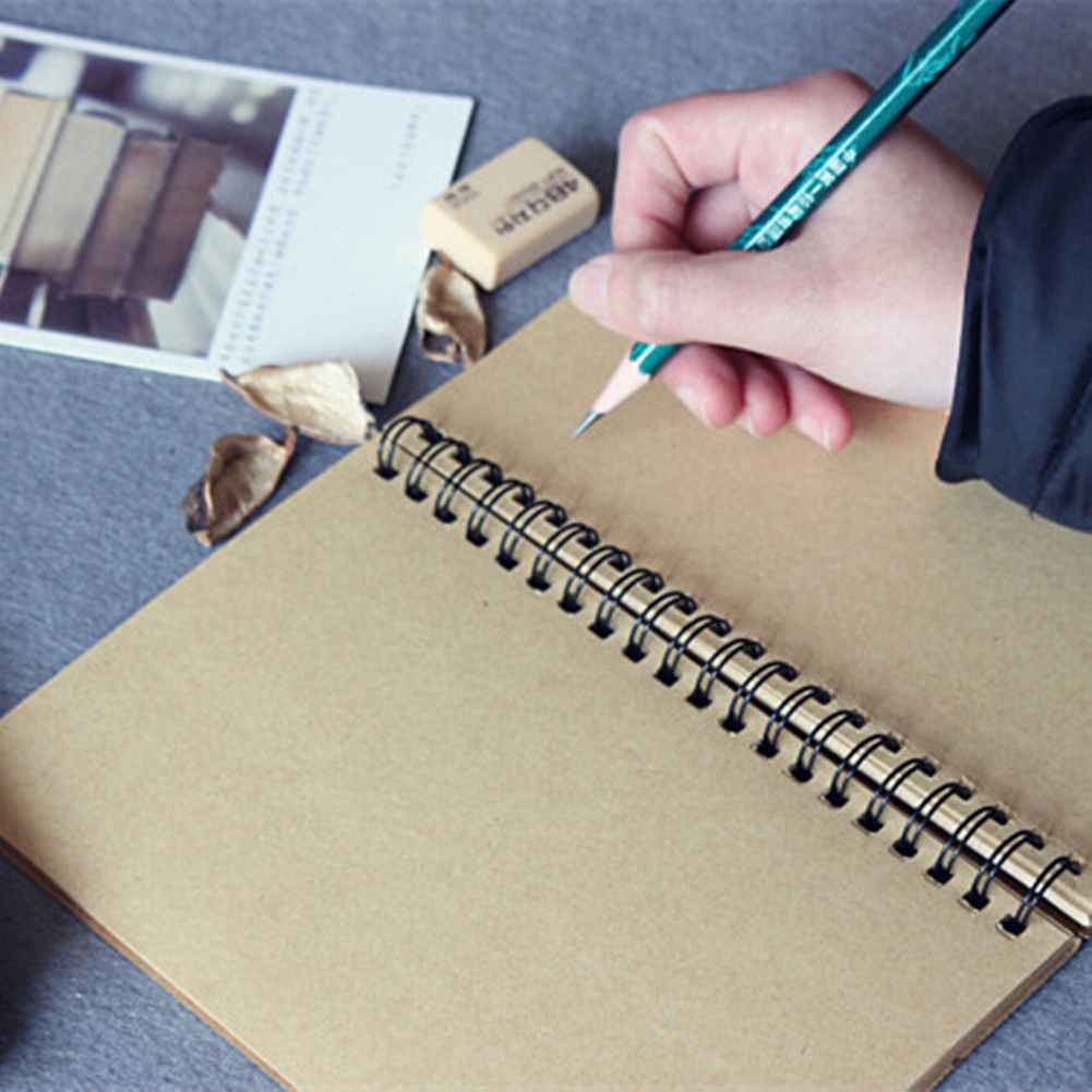 Terylin Retro Kraft Spiral Binding Blank Graffiti Sketchbook Notebook Graduation Gift