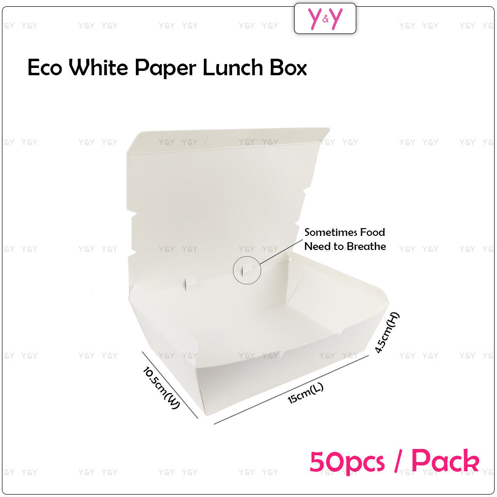 50pcs Y&Y Eco Disposable Paper Lunch Box / Take Away Food Packaging ...