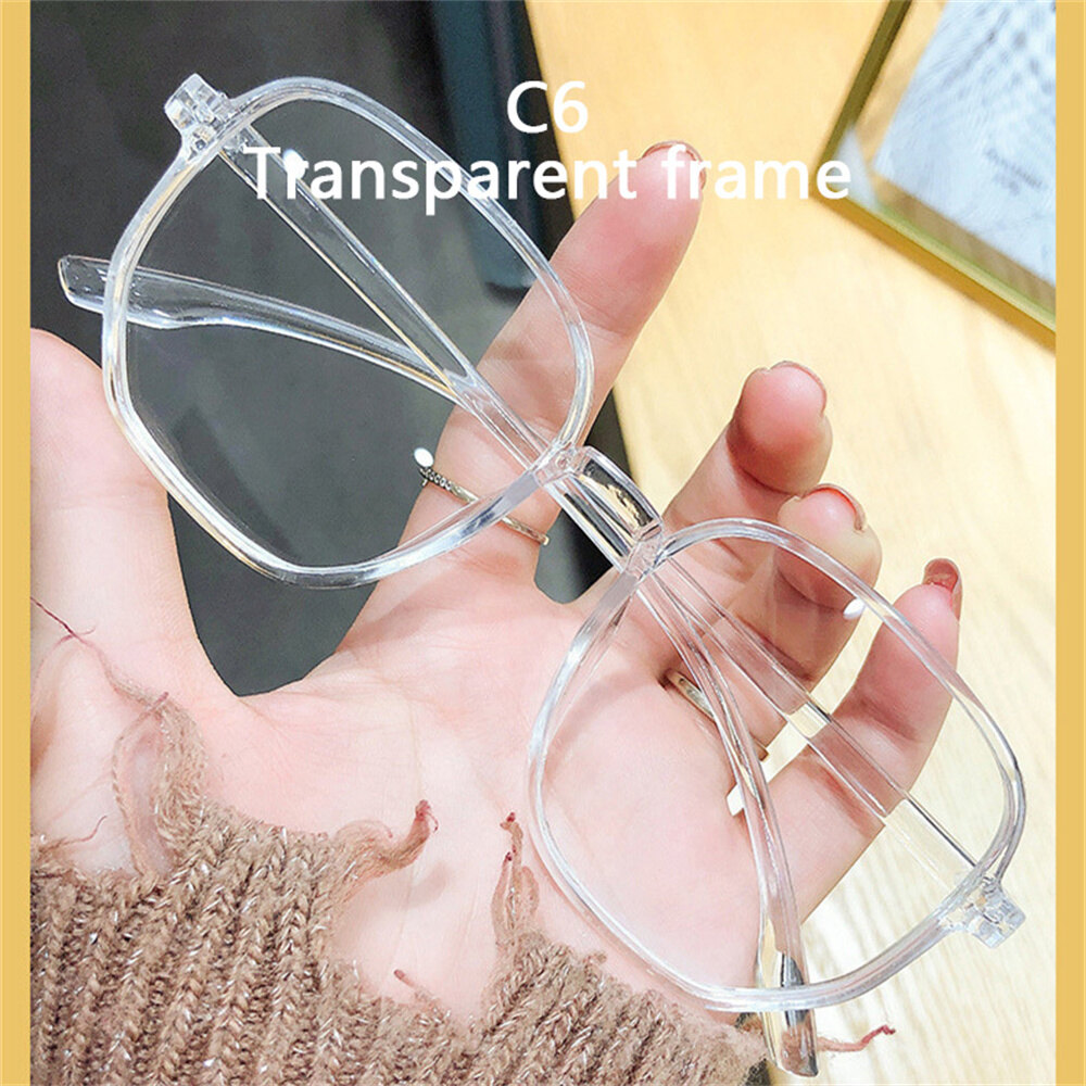 Men Sunglass Women Eyeglass Flat Lens Square Light Computer Glasses Fashion Large Frame Transparent