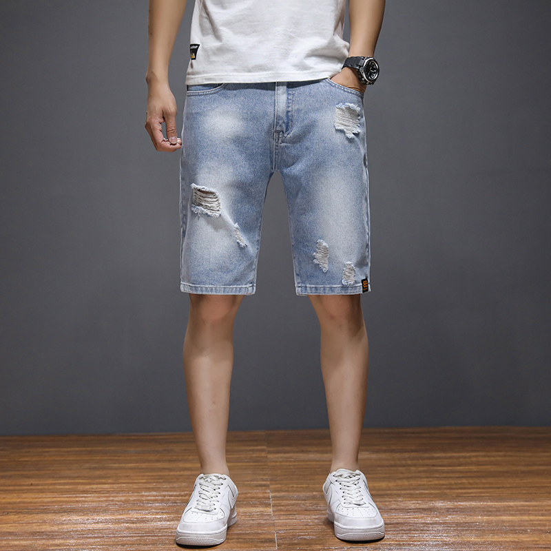 Ripped Shorts Denim Holes Grey Blue 