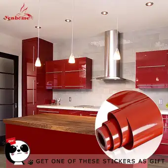 Yenhome High Glossy Red Removable Self Adhesive Contact Paper For