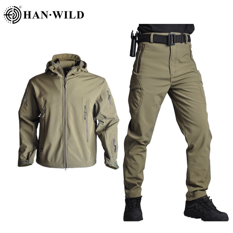 Tad Tactical Jackets Men Soft Shell Hiking Jacket Sets Army Waterproof Camo Hunting Clothes 6379