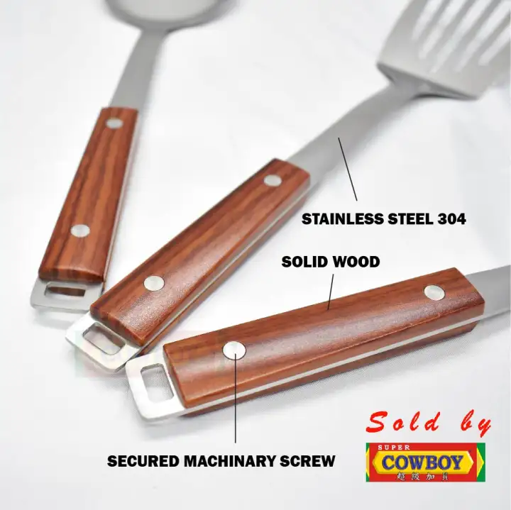 C E Kitchenware Stainless Steel 304 Solid Wood Spatula Spoon Senduk Sudip Tahan Karat Lazada
