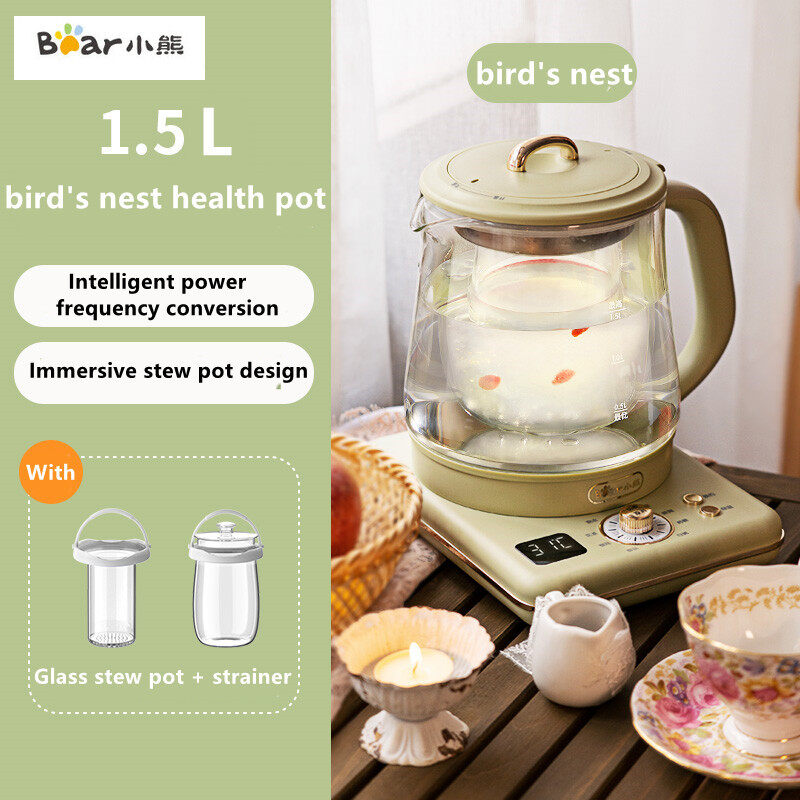 Bear Household 1.5L Multi-function Mini Glass Electric Teapot Kettle Constant Temperature Automatic Bird's Nest Stew Cup Office Health Pot ราคา 1,805 บาท*ส่งฟรี