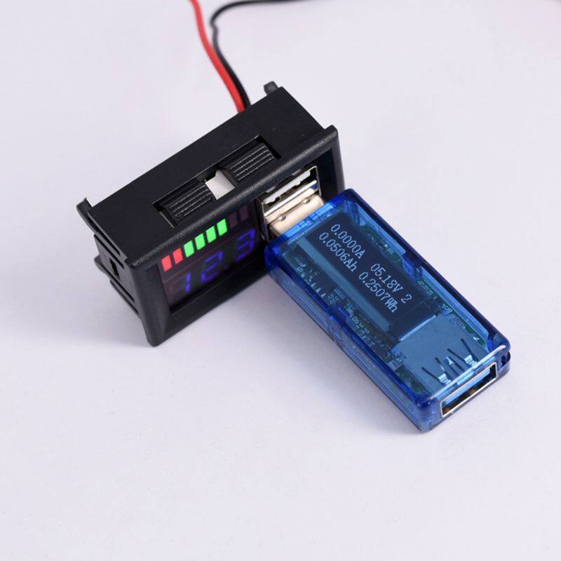 Blue LED Digital Display Voltmeter Mini Voltage Meter Volt Tester Panel For DC 12V Motorcycles Vehicles USB 5V2A output