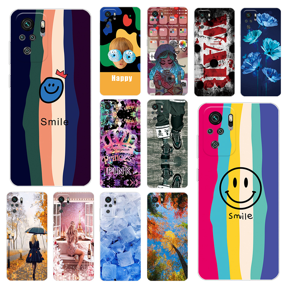 For xiaomi redmi note 10 note 10s note 10 pro max case cute rainbow back cover soft tpu phone case