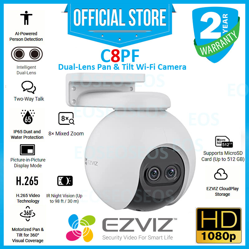EZVIZ C8PF 2MP (1080P) Pan/Tilt/Zoom 8x Mixed Zoom AIPowered Person Detection Wireless Outdoor