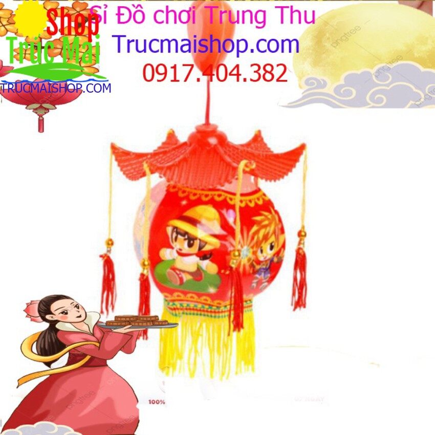 Giá sỉ Bộ 2 Đèn lồng trung thu mái đình nhạc Việt kèm pin