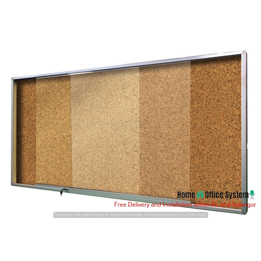 Cork Board/Cork Bulletin Board Sliding Glass with Aluminium