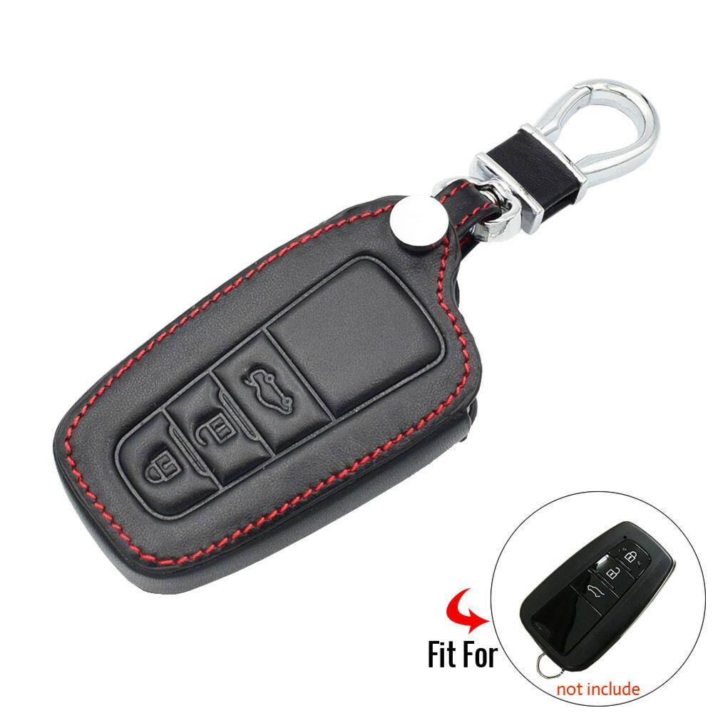 (borongwell) 3 Button Leather Car Key Case For Toyota Camry 2017 2018 Chr Prius Corolla Rav4 Remote Fob Keychain Cover Auto Accessory